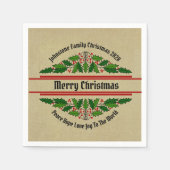 Geef Naam Tekst die met Kerstmis overeenkomt Holly Servet (Voorkant)