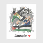 Geef Netanyahu de laars Vrije Palestina karikatuur Sticker (Vel)