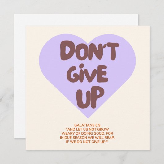 Geef niet op / Aanmoediging Kaart / Geloof (Voorkant / Achterkant)