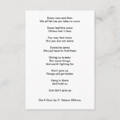 "Geef niet op" gedicht Informatiekaartje (Voorkant)