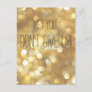 Geef niet op! Gouden Sparkles Motivatie Quote Briefkaart