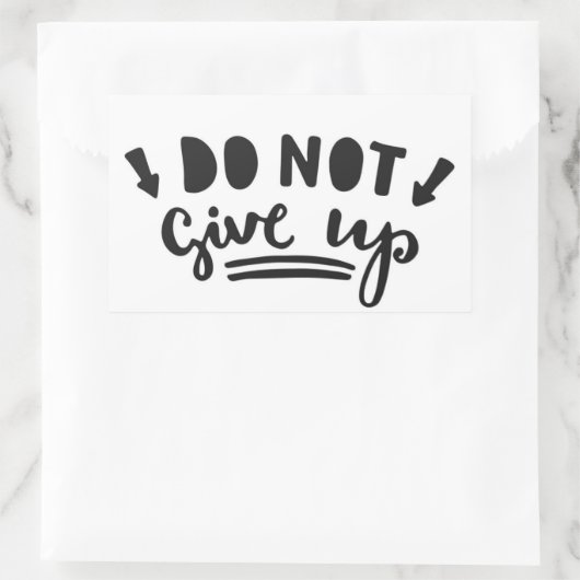 Geef niet op rechthoekige sticker (Tas)