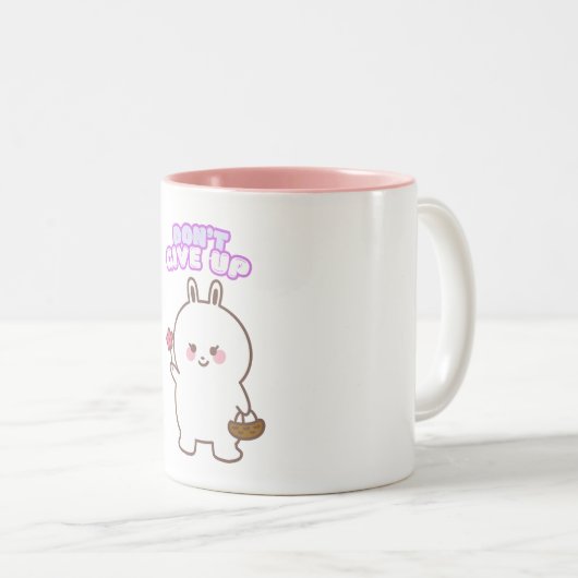 Geef niet op tweekleurige koffiemok (Voorkant rechts)