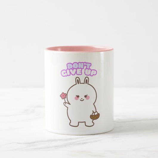 Geef niet op tweekleurige koffiemok (Center)