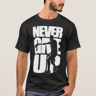 Geef nooit badminton op t-shirt