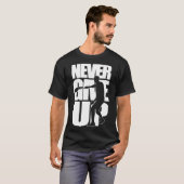 Geef nooit badminton op t-shirt (Voorkant volledig)