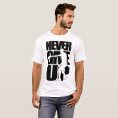 Geef nooit badminton op t-shirt (Voorkant volledig)