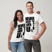 Geef nooit badminton op t-shirt (Unisex)