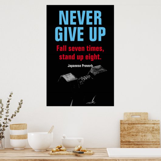 GEEF NOOIT Bodybuilding Fitness Inspirerend Poster (Keuken)
