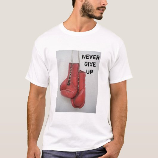 Geef nooit Boxing Ghandschoenen T-shirt op (Voorkant)