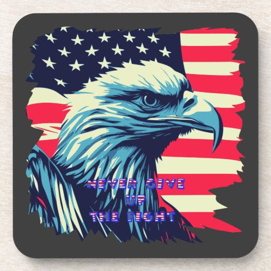 Geef nooit de Fight America Eagle USA Art op Bier Onderzetter (Voorkant)