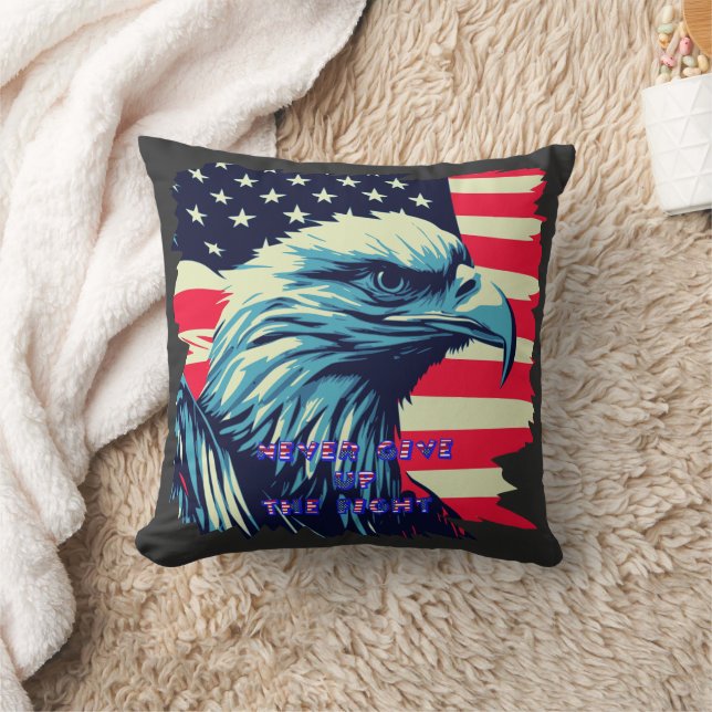 Geef nooit de Fight America Eagle USA Art op Kussen (Deken)