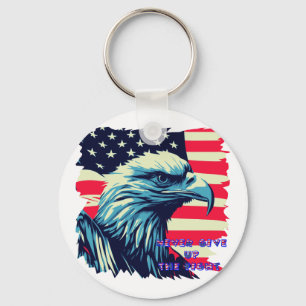 Geef nooit de Fight America Eagle USA Art op Sleutelhanger