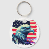 Geef nooit de Fight America Eagle USA Art op Sleutelhanger (Achterkant)