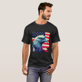 Geef nooit de Fight America Eagle USA Art op T-shirt (Voorkant volledig)