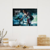 Geef nooit de Motivatie fietsmuur op Poster (Keuken)