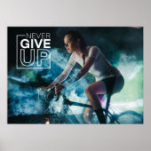 Geef nooit de Motivatie fietsmuur op Poster (Voorkant)