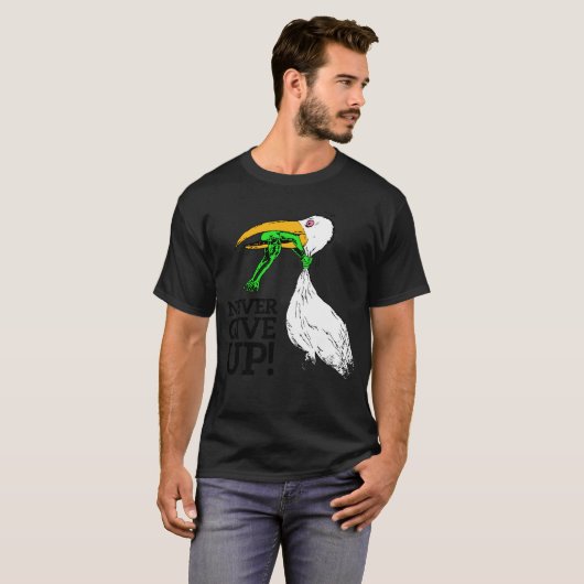 Geef nooit de ooievaar en kikker op t-shirt (Voorkant volledig)