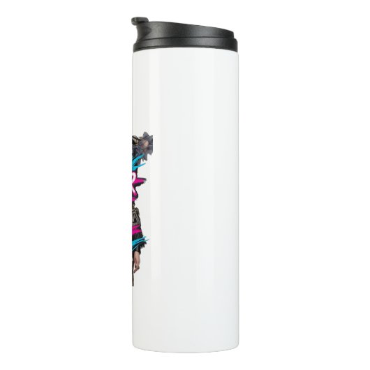 Geef nooit een graffiti quote op thermosbeker (Geroteerd rechts)