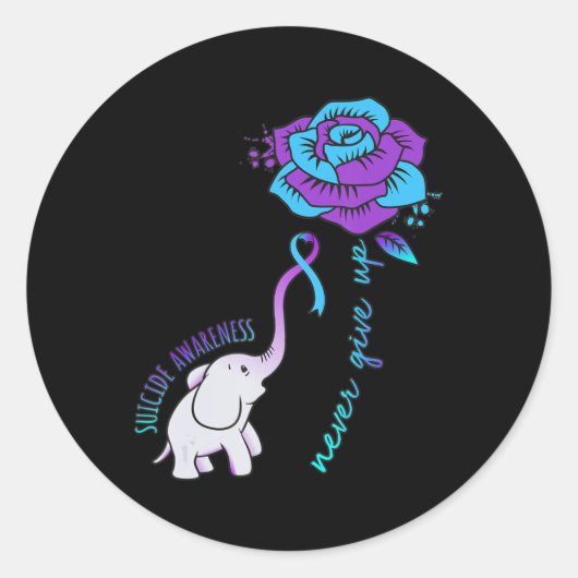 Geef nooit een Happy Suicide Awareness Support Gra Ronde Sticker (Voorkant)
