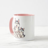 Geef nooit gestapelde Kussens Mok op - Motivatie (Voorkant links)