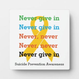 GEEF NOOIT IN Churchill Quote Fotoplaat