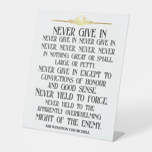 GEEF NOOIT IN QUOTE RECLAMEBORD MET VOETSTUK (Voorkant)