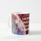 Geef nooit je dromen op. Mooi meisje in de ruimte Koffiemok (Voorkant links)