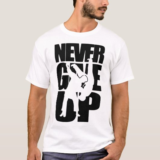 Geef nooit judo op t-shirt (Voorkant)
