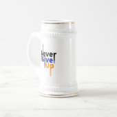 Geef nooit motivatie op bierpul (Voorkant links)