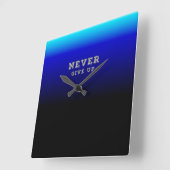 Geef nooit Motivatie op en geef nooit op Vierkante Klok (Hoek)