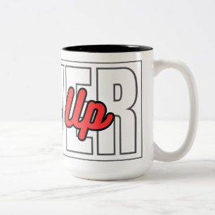 Geef nooit Motivatie typografische citaten op Tweekleurige Koffiemok