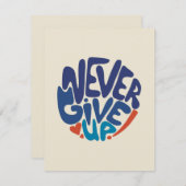 Geef nooit op - Blauw en Rode Citaat van de Dag va (Voorkant / Achterkant)