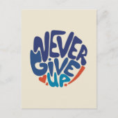 Geef nooit op - Blauw en Rode Citaat van de Dag va Briefkaart (Voorkant)
