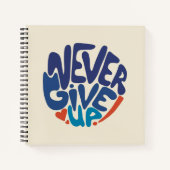 Geef nooit op - Blauw en Rode Citaat van de Dag va Notitieboek (Voorkant)