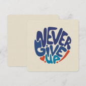 Geef nooit op - Blauw en Rode Citaat van de Dag va Notitiekaartje (Voorkant / Achterkant)