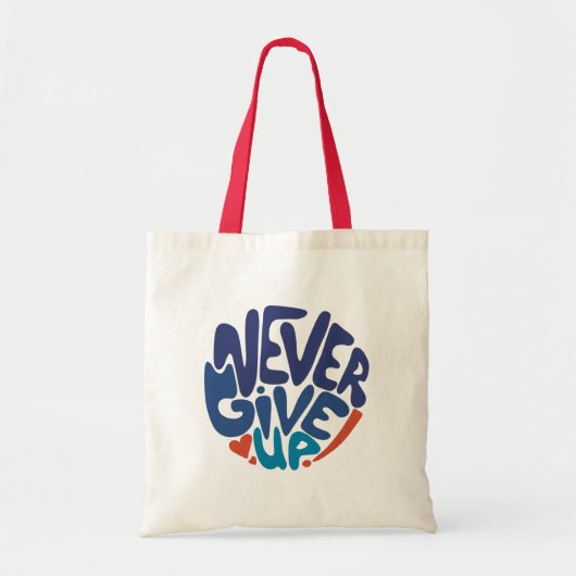 Geef nooit op - Blauw en Rode Citaat van de Dag va Tote Bag (Voorkant)