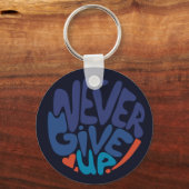 Geef nooit op - blauw en rood, donker sleutelhanger (Voorkant)