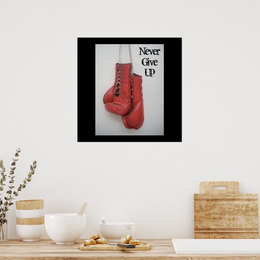 Geef nooit op - Boxinghandschoenen CANVAS Poster (Keuken)