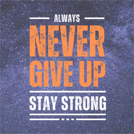 Geef nooit op: Cosmic Edition. Sticker (Voorkant)