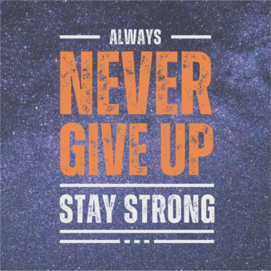 Geef nooit op: Cosmic Edition. Sticker (Voorkant)