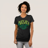 Geef nooit op - Groene positieve hand met T-Sh T-shirt (Voorkant volledig)