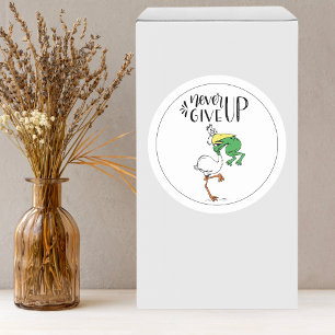 Geef nooit op KIKKER verstikkende vogel Ronde Sticker