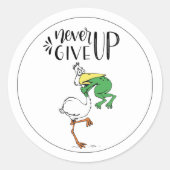 Geef nooit op KIKKER verstikkende vogel Ronde Sticker (Voorkant)
