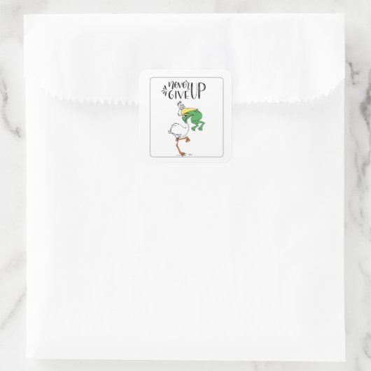 Geef nooit op KIKKER verstikkende vogel Vierkante Sticker (Tas)