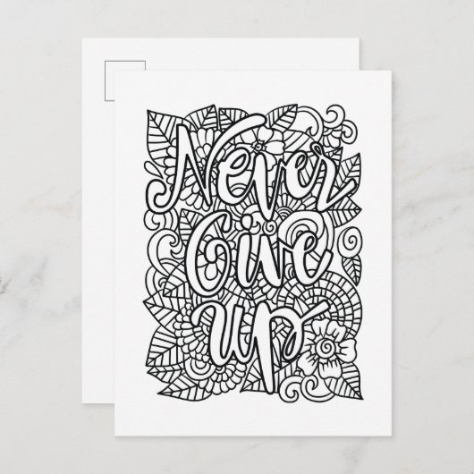 Geef nooit op - kleur je eigen briefkaart (Voorkant / Achterkant)