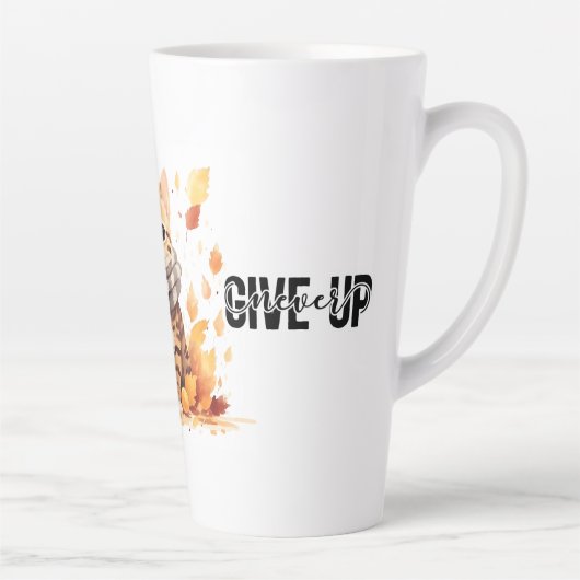 Geef nooit op met Schattigee Bengaalse Kat in de H Latte Mok (Rechts)