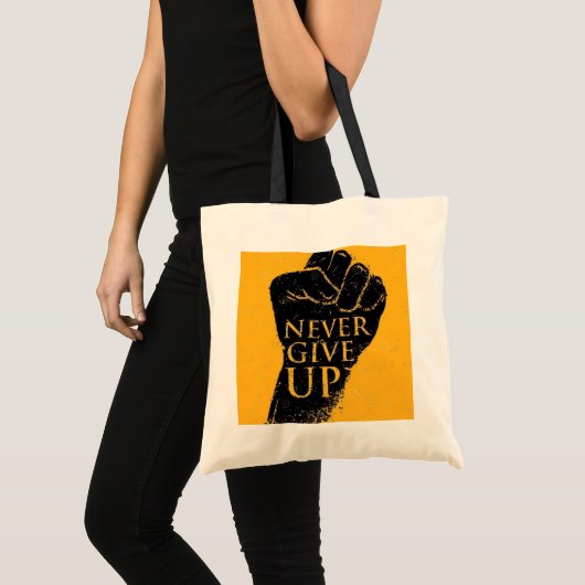 "Geef nooit op" Motivatie eerste Canvas tas (Voorkant (product))