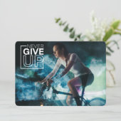 Geef nooit op – Motivatie fietsinspiratie Feestdagenkaart (Staand voorkant)