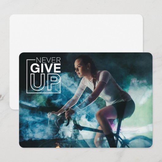 Geef nooit op – Motivatie fietsinspiratie Feestdagenkaart (Voorkant / Achterkant)